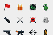 Military and war icons flat