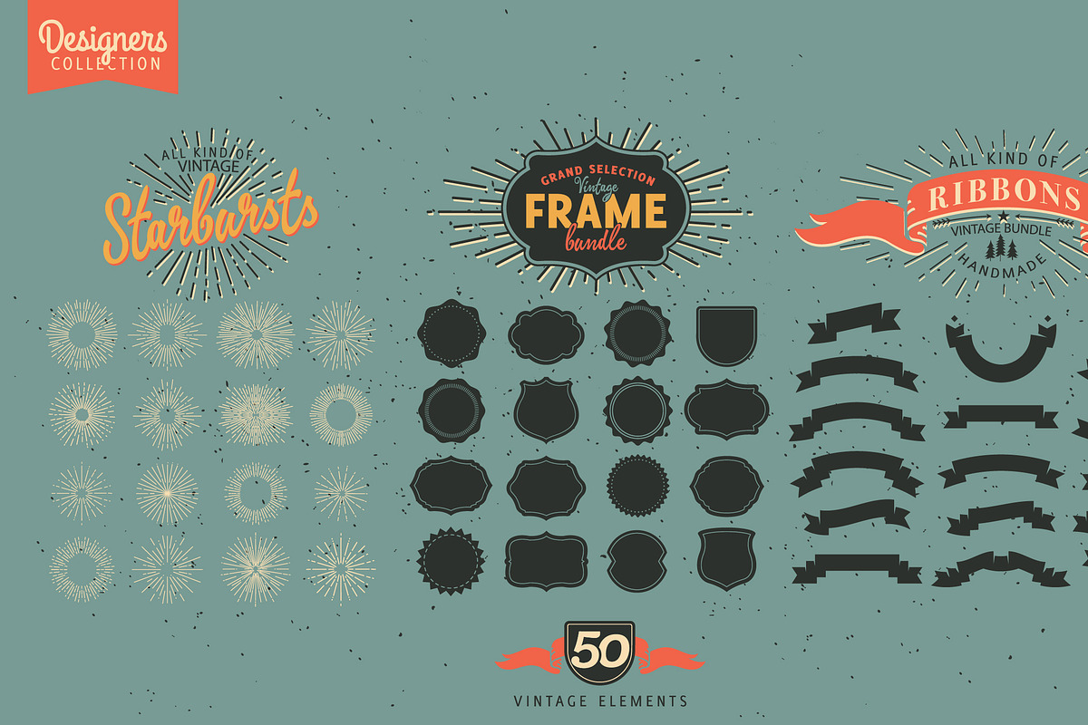 Retro Starbursts, Frames, Ribbons in Graphics - product preview 8