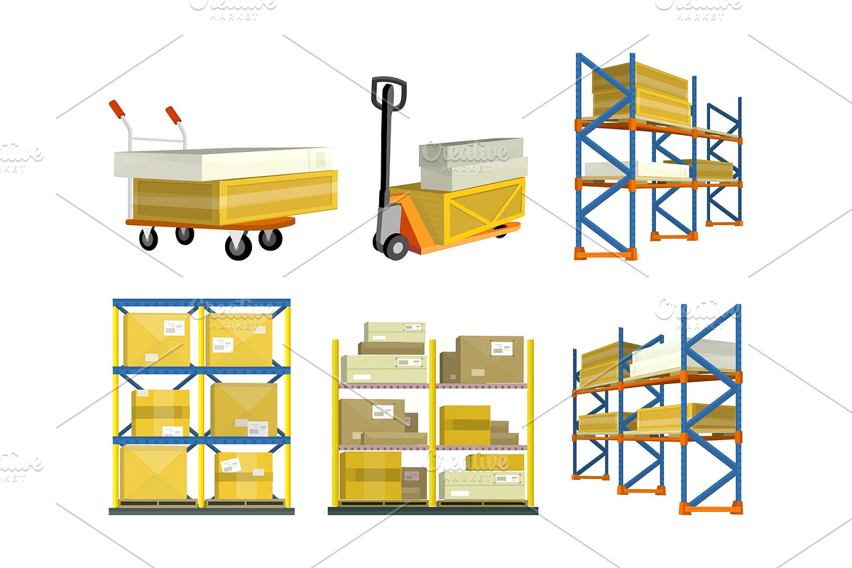 Set of Warehouse Elements in Illustrations - product preview 8