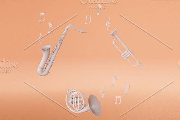 3D rendering with musical instrument