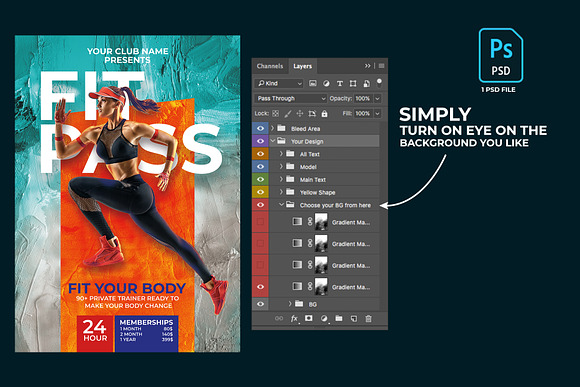 Gym Flyer, Poster Template in Flyer Templates - product preview 2