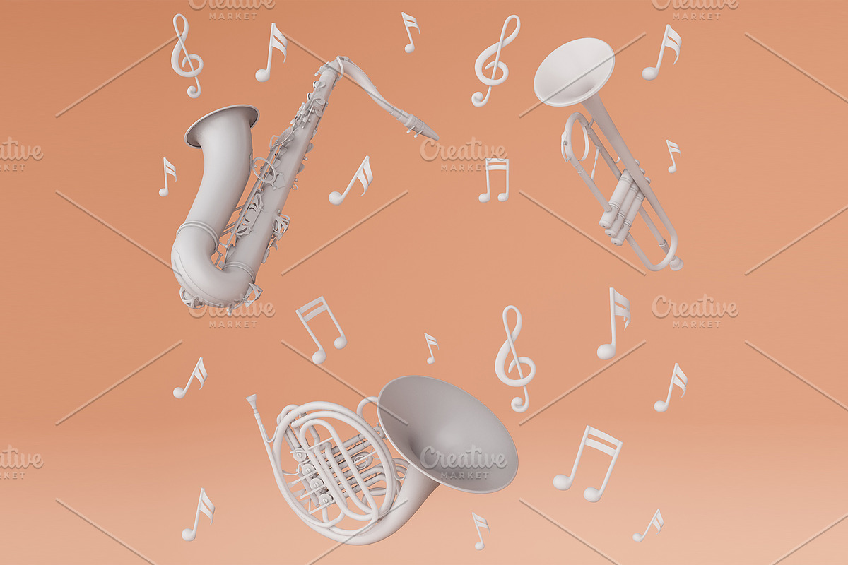 3D rendering musical instruments in Illustrations - product preview 8
