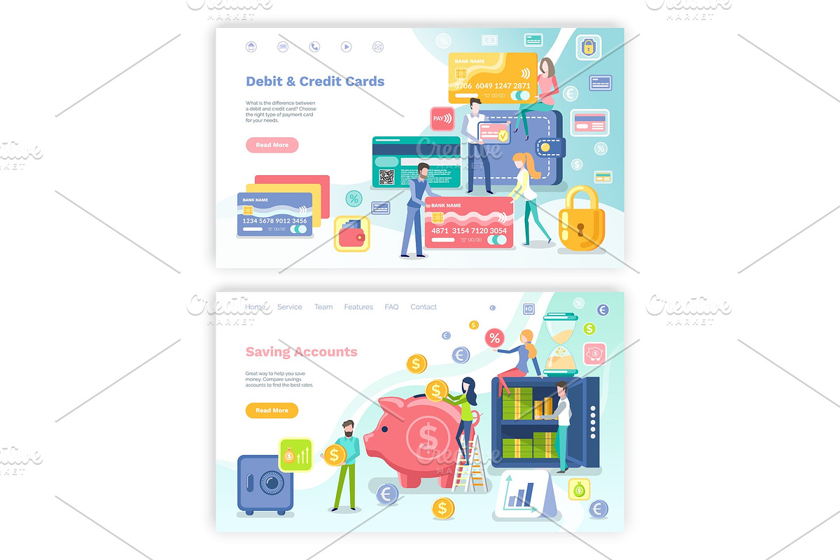 Debit and Credit Card, Saving in Illustrations - product preview 8