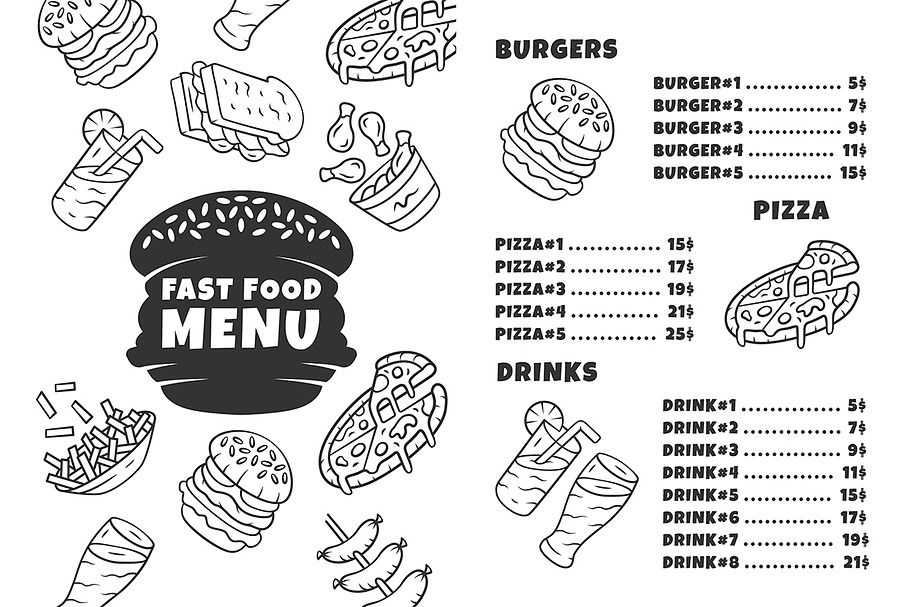 Fast food menu template in Flyer Templates - product preview 8