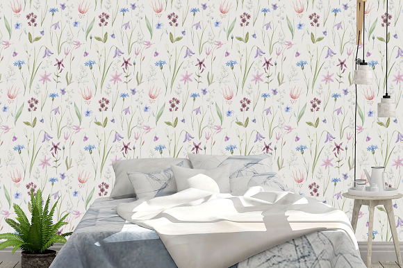 Watercolor floral patterns set JPEG in Patterns - product preview 4