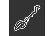 Witch broomstick chalk icon