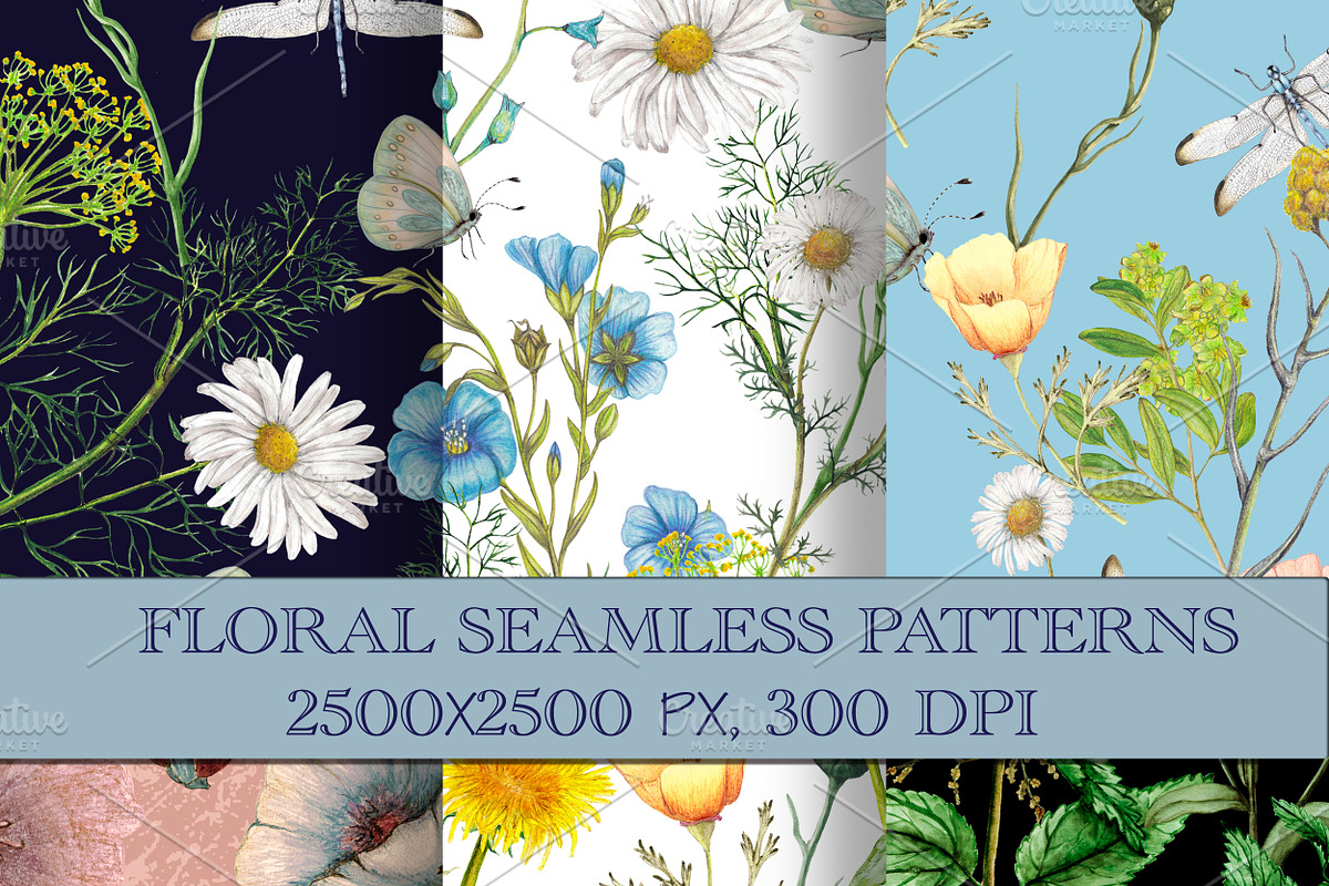 Floral seamless patterns set in Patterns - product preview 8