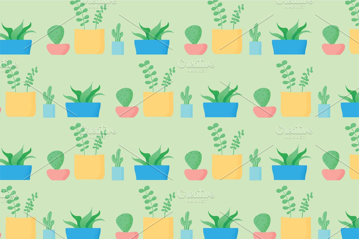 Minimalist Cactus Seamless Pattern in Patterns - product preview 8