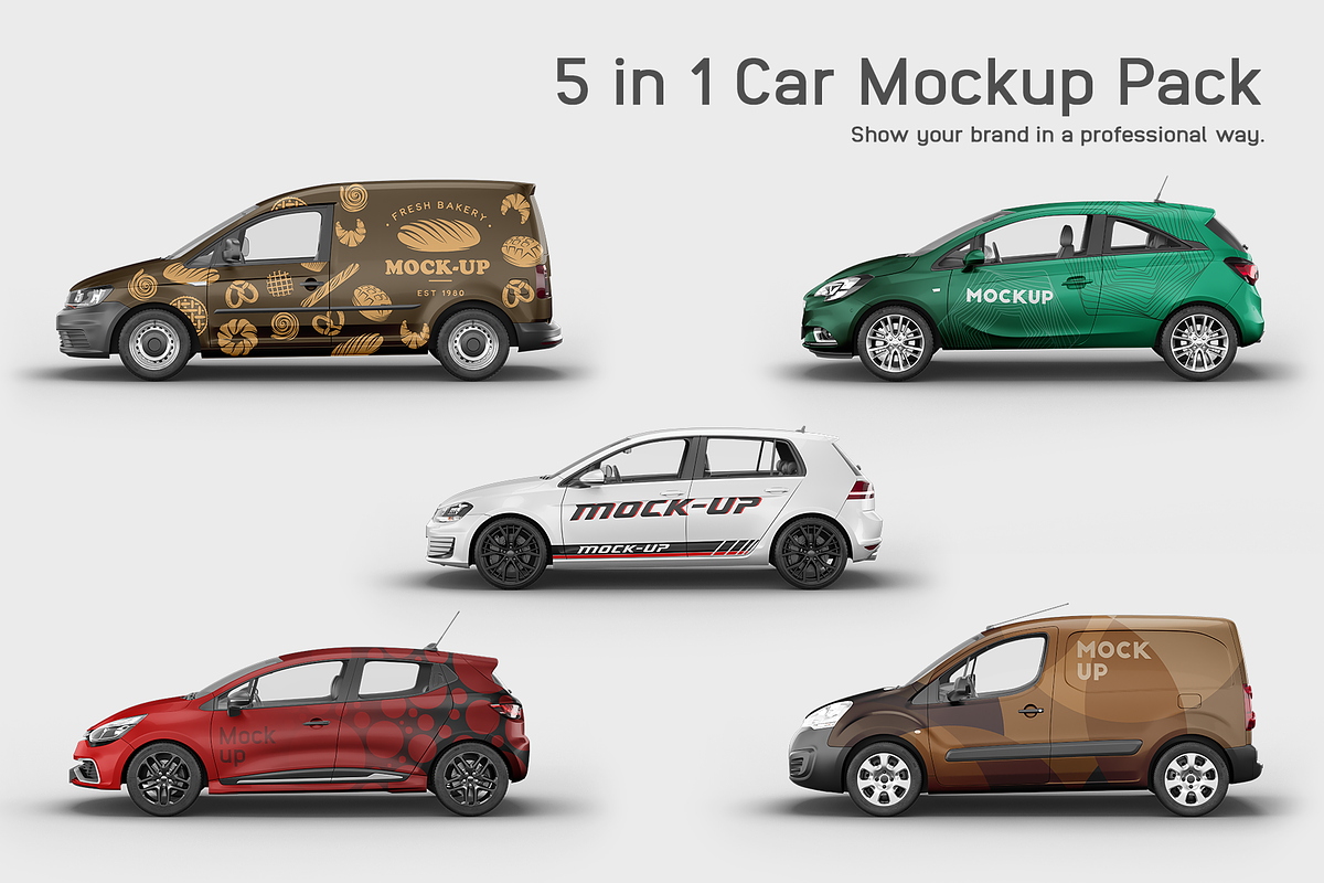 Car Mockup Pack 5 in 1 in Branding Mockups - product preview 8