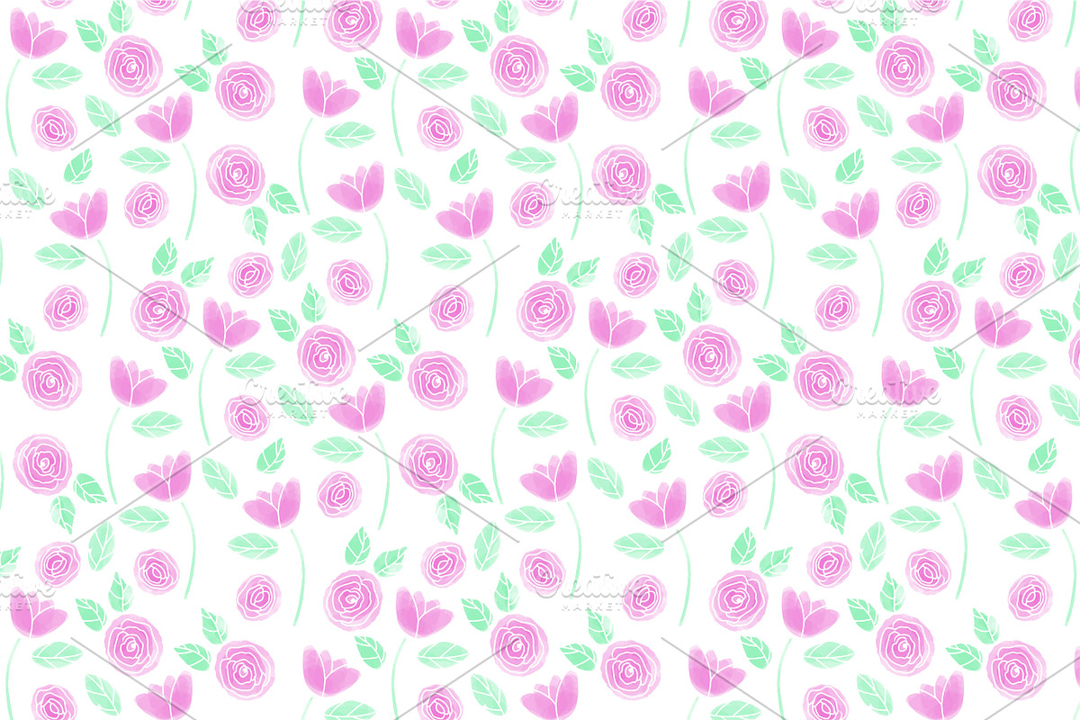 Watercolor Rose Pattern in Patterns - product preview 8