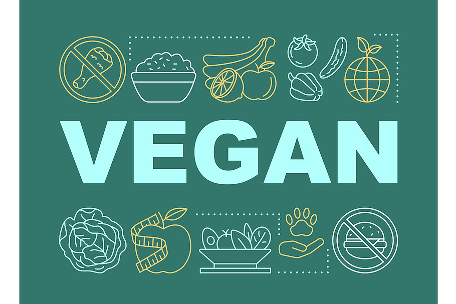Vegan nutrition word concepts banner in Icons - product preview 8