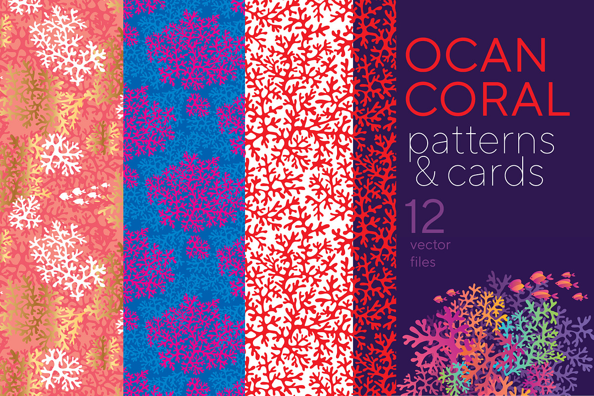 Ocean coral silhouette patterns in Patterns - product preview 8