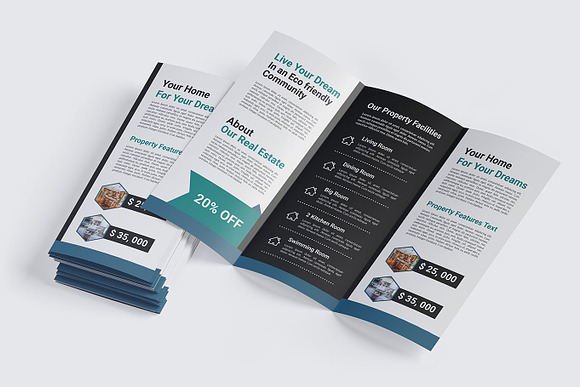 Modern real estate trifold brochure in Brochure Templates - product preview 4