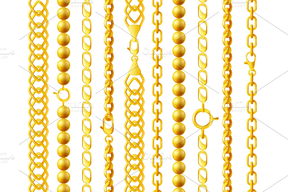 Realistic gold chain set with in Objects - product preview 8