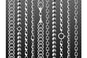 Set of silver chains in shapes of