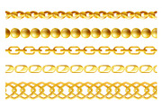 Gold chains seamless borders set
