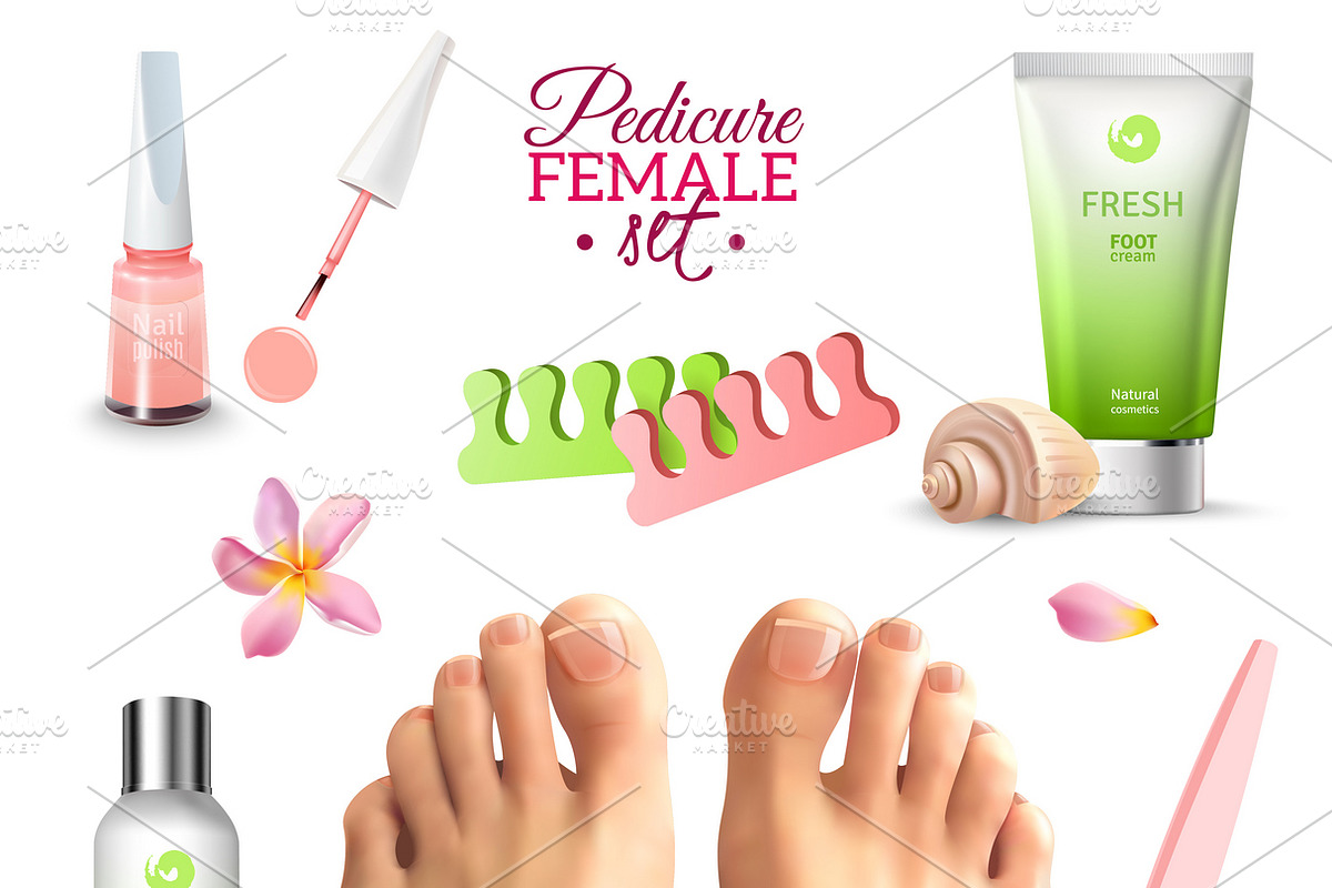Pedicure female feet set in Icons - product preview 8