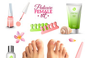 Pedicure female feet set