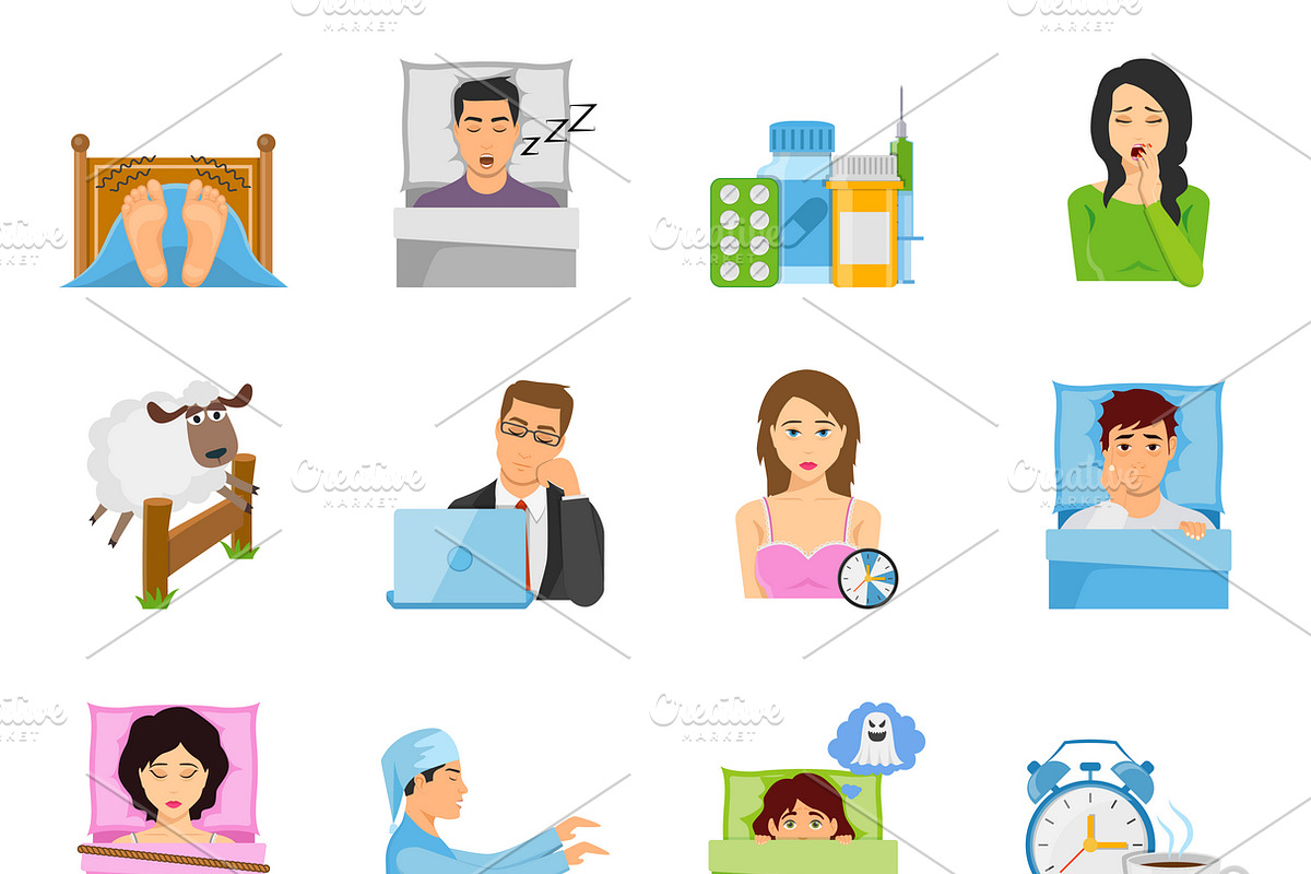 Sleep disorders icons set in Icons - product preview 8