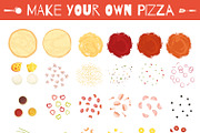 Set of pizza cartoon elements