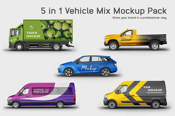 Vehicle Mix Mockup Pack 5 in 1 Vol.2