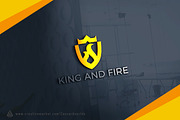 King And Fire Shield Logo Template