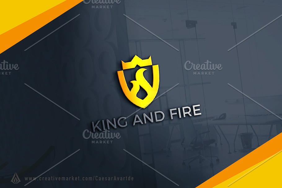 King And Fire Shield Logo Template