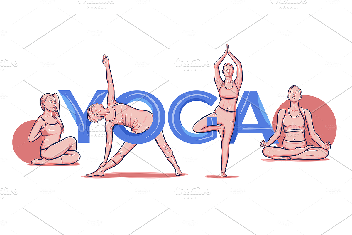 Yoga poses. Vector set in Illustrations - product preview 8