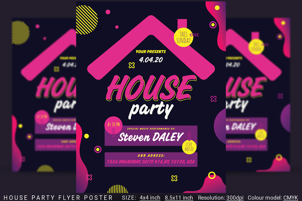 House Party Flyer Poster in Flyer Templates - product preview 8