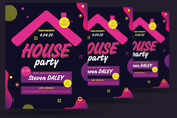 House Party Flyer Poster in Flyer Templates - product preview 1
