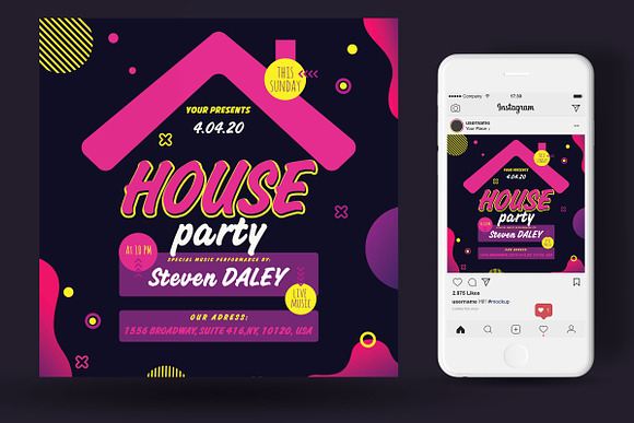 House Party Flyer Poster in Flyer Templates - product preview 2