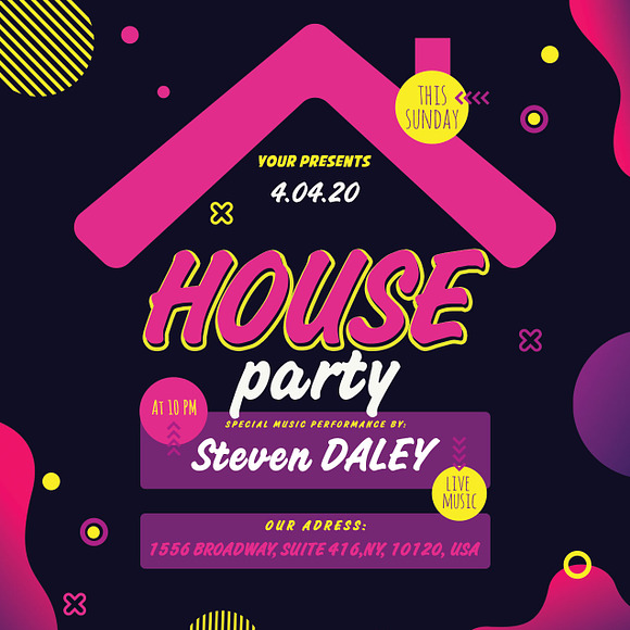 House Party Flyer Poster in Flyer Templates - product preview 3