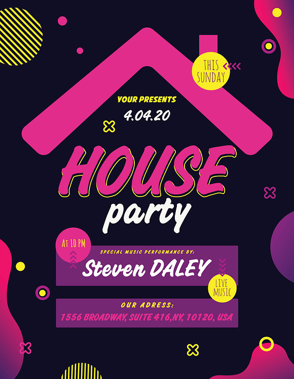 House Party Flyer Poster in Flyer Templates - product preview 4