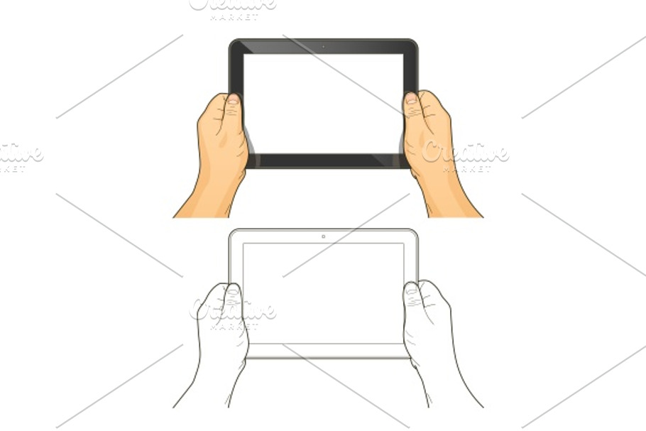 Tablet pc in hands in Illustrations - product preview 8