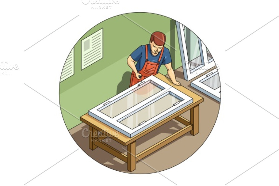 Worker make window in Illustrations - product preview 8