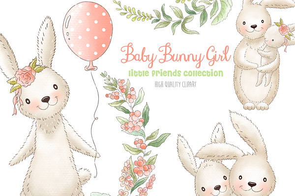 Bunny baby girl clipart Easter