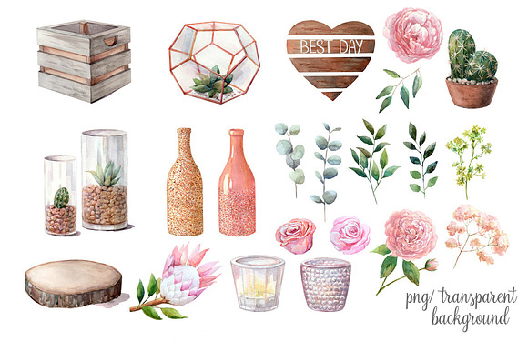 Watercolor rustic set. in Illustrations - product preview 1
