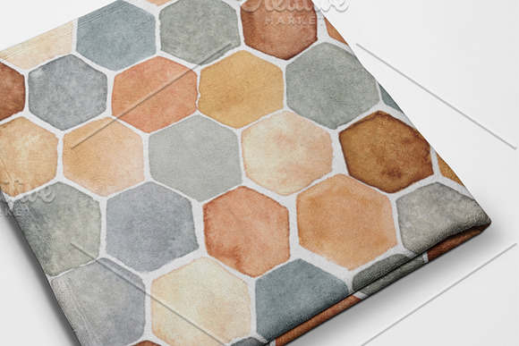Hexagon Watercolor Seamless Patterns in Patterns - product preview 2