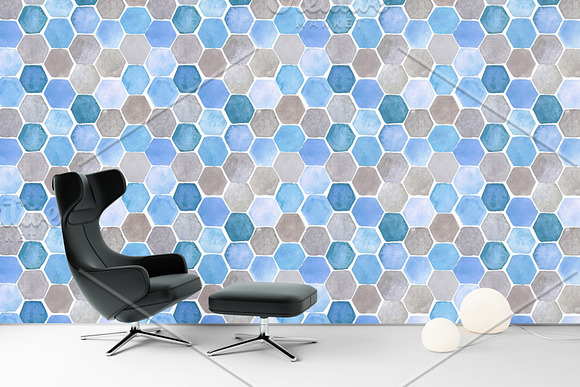Hexagon Watercolor Seamless Patterns in Patterns - product preview 4