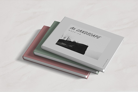 Landscape Hardcover Book Mockup in Print Mockups - product preview 5