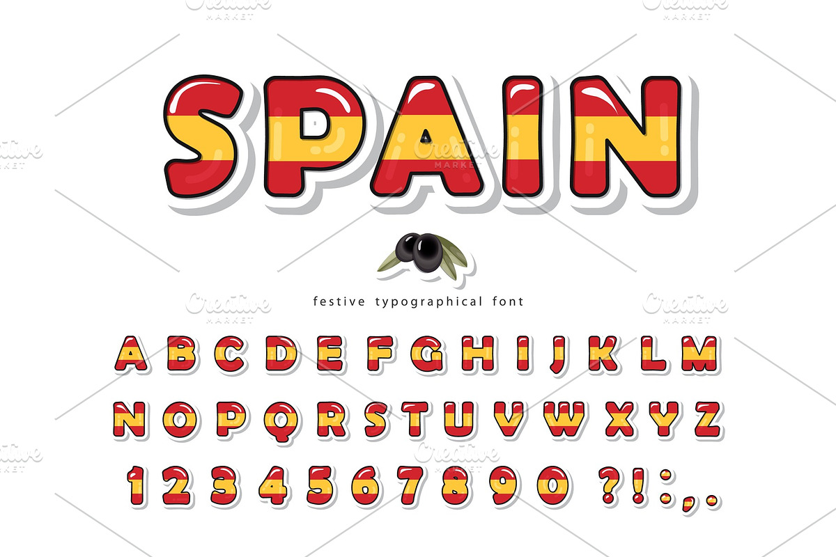 Spain cartoon font. Spanish national in Textures - product preview 8