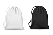 White and black drawstring bag