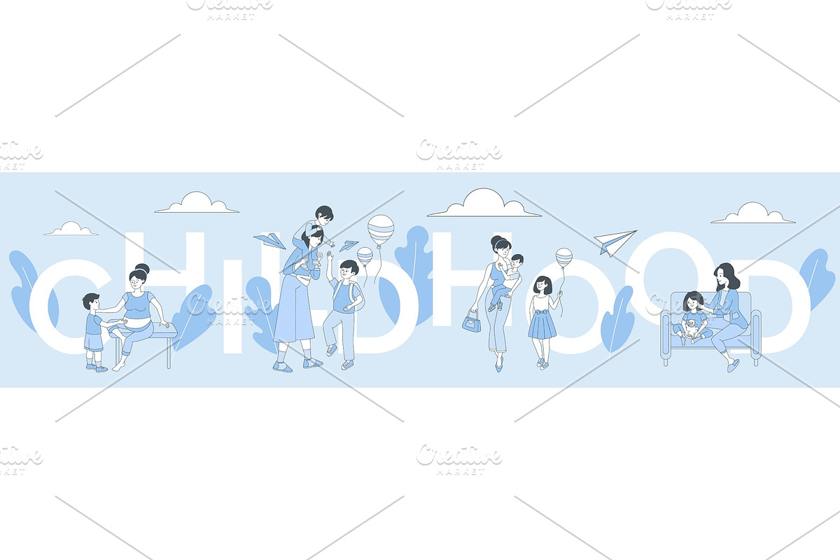 Childhood word banner template in Illustrations - product preview 8