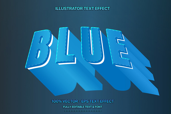 Blue Illustrator Text Effect