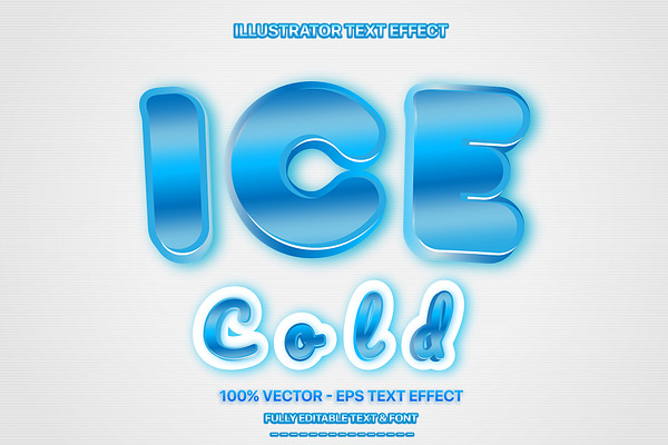 illustrator Blue Ice Text Effect