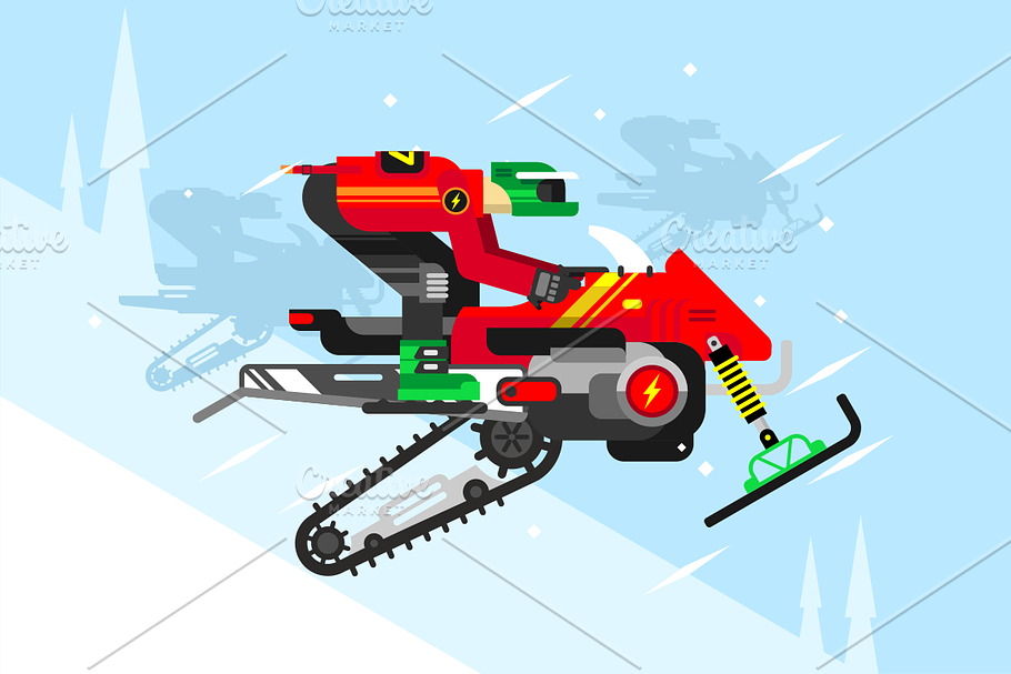 Racing competitions on snowmobiles in Illustrations - product preview 8