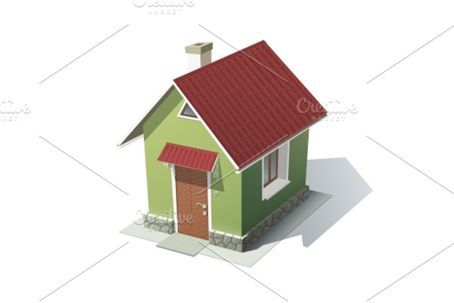 green house with red roof in Illustrations - product preview 8