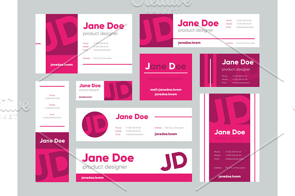 Set of pink business cards for