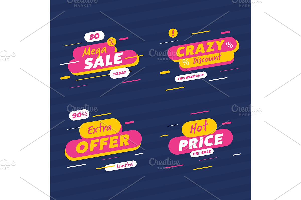 Set of multicolored sale promotion in Illustrations - product preview 8