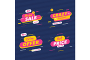 Set of multicolored sale promotion